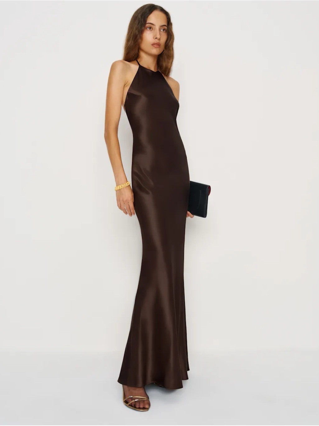 Nwt Reformation Jeany Silk Dress Pinecone Brown Small